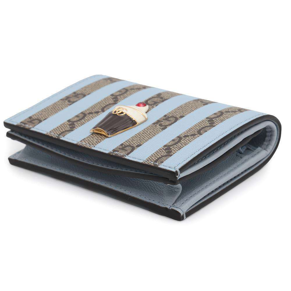 Gucci GG Bi Supreme e Wallet Cream Leather fold Cream
